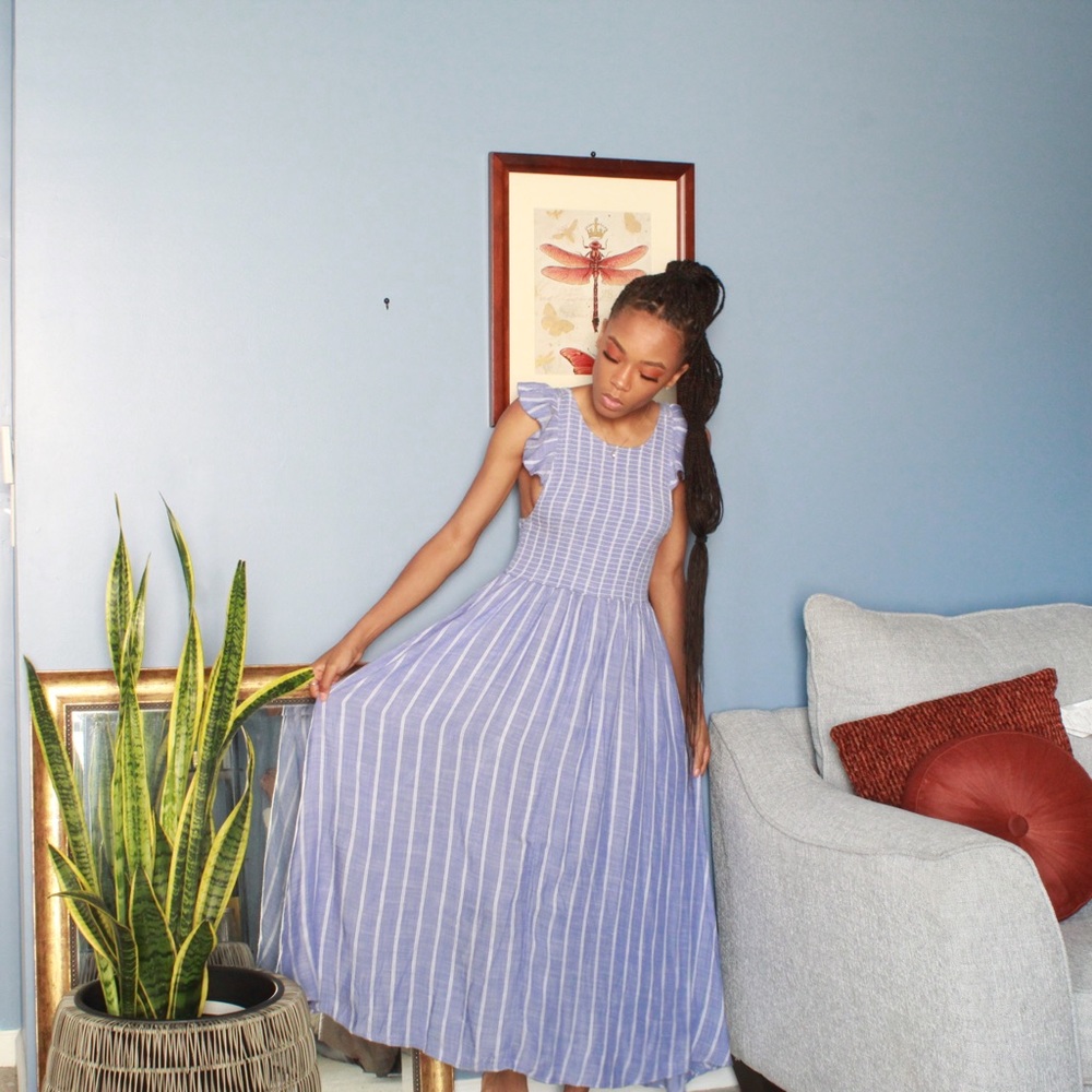 NWT free people blue and white striped dress